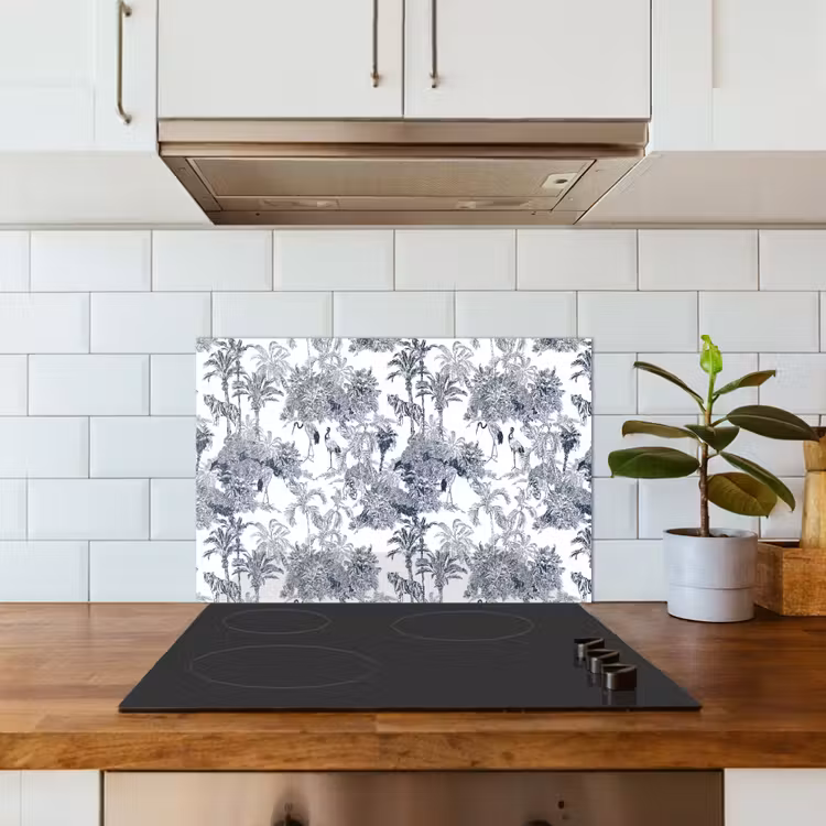 Spatscherm keuken - Palmbomen - Jungle - Abstract - Blauw — 3