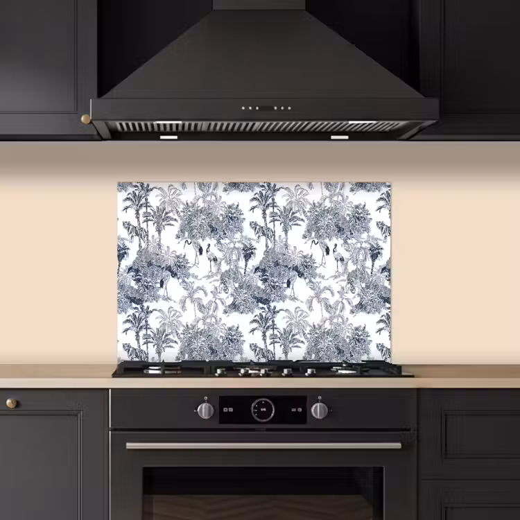 Spatscherm keuken - Palmbomen - Jungle - Abstract - Blauw — 5