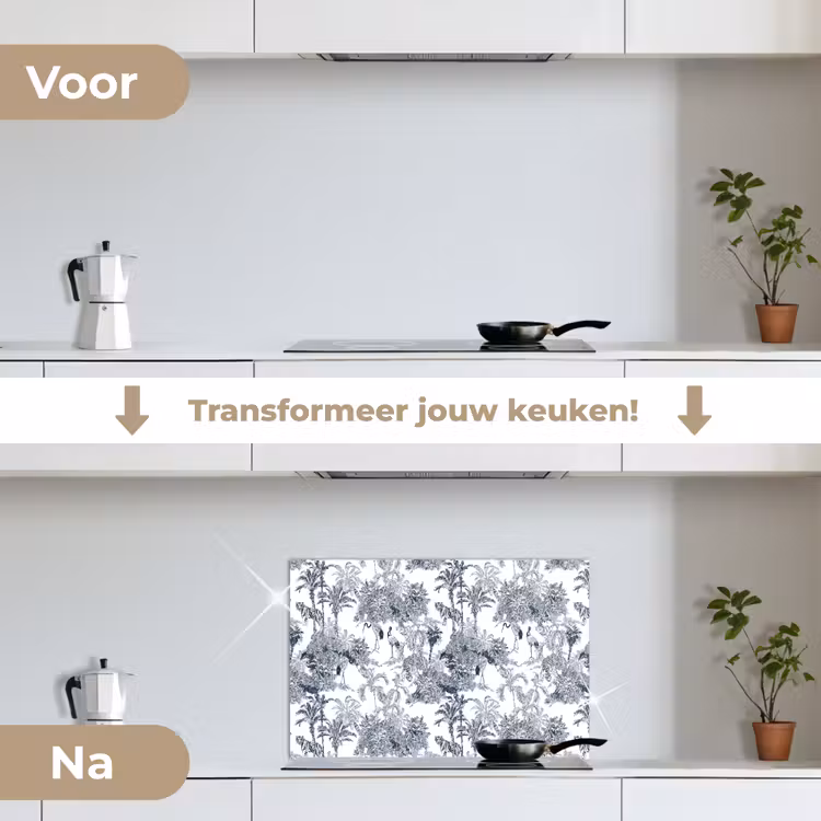 Spatscherm keuken - Palmbomen - Jungle - Abstract - Blauw — 7
