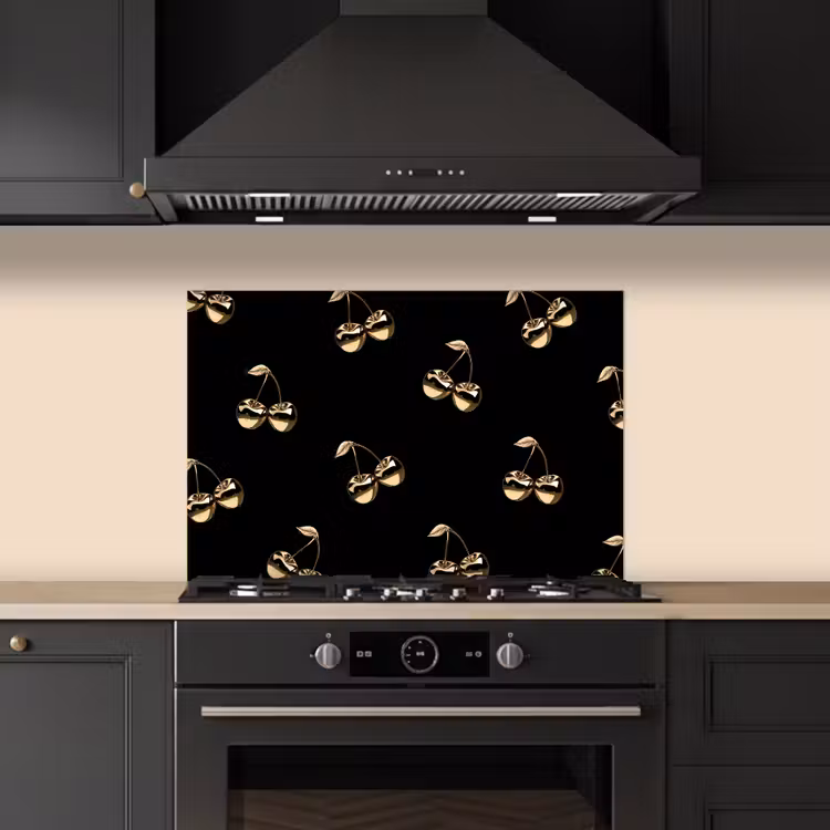 Spatscherm keuken - Patroon - Kersen - Goud - Chrome — 5
