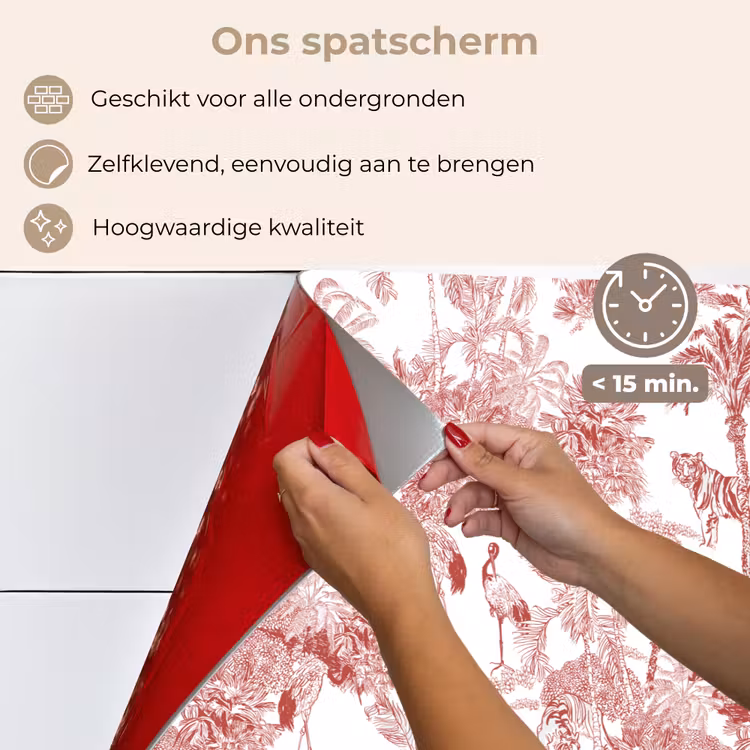 Spatscherm keuken - Tijger - Jungle - Natuur - Rood — 4