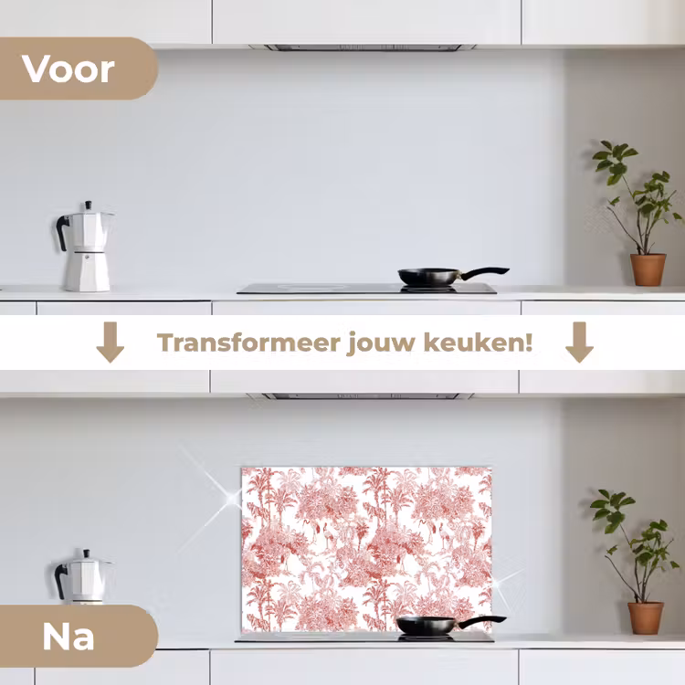 Spatscherm keuken - Tijger - Jungle - Natuur - Rood — 7