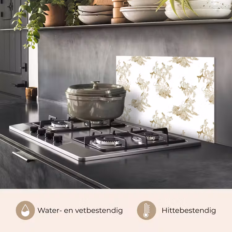 Spatscherm keuken - Wit - Apen - Beige — 2