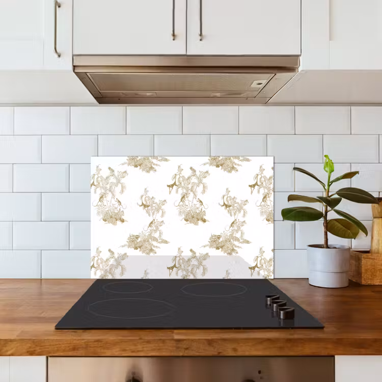 Spatscherm keuken - Wit - Apen - Beige — 3