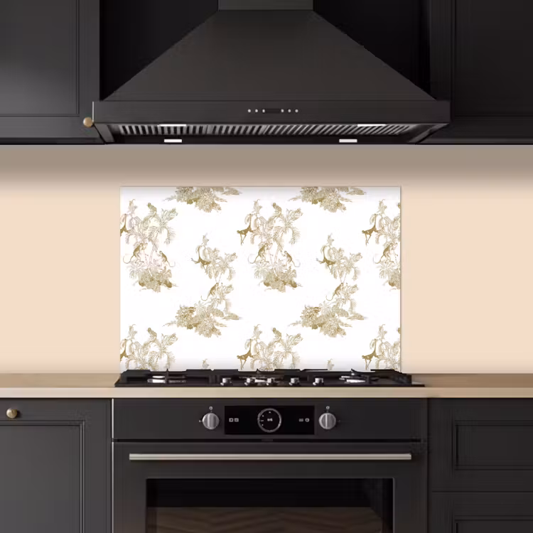 Spatscherm keuken - Wit - Apen - Beige — 5