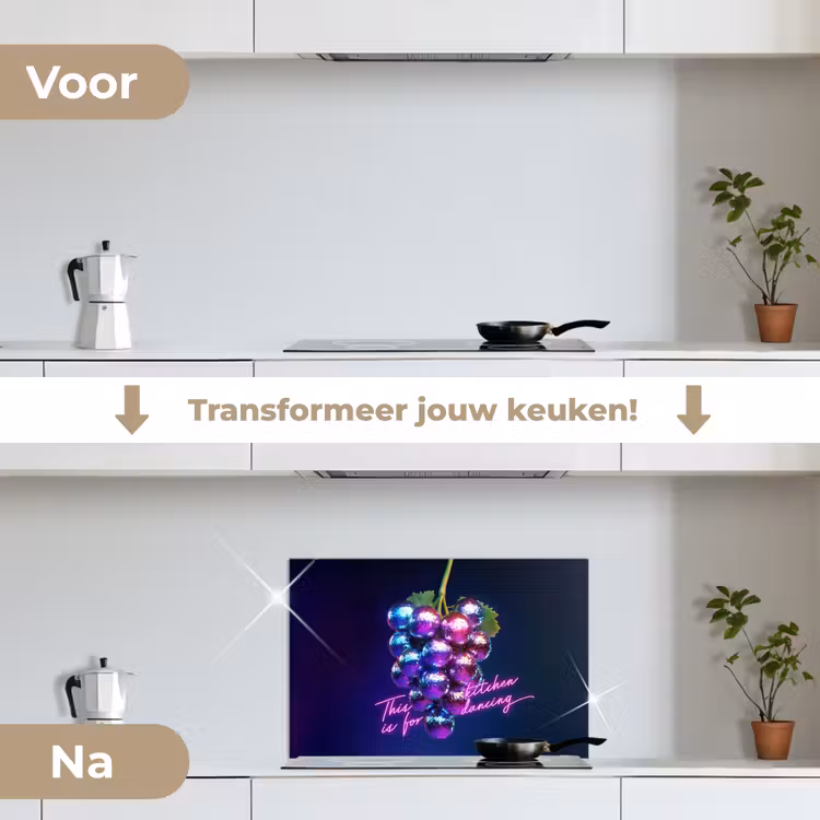 Spatscherm keuken - Quote - Neon - Disco - Druiven — 7