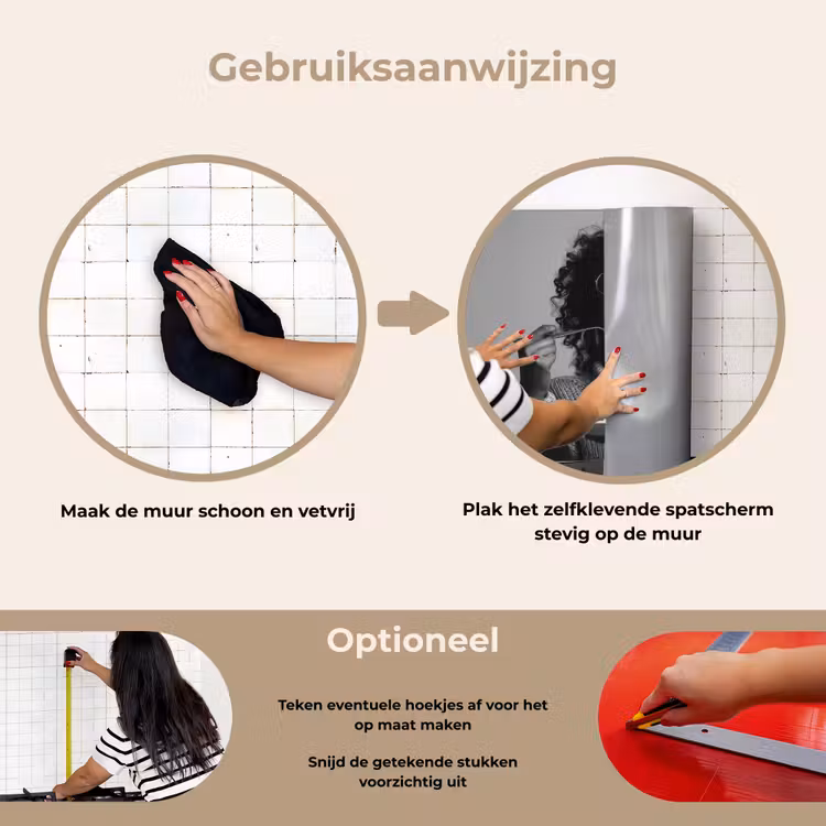 Spatscherm keuken - Vrouw - Pasta - Zwart - Wit — 6