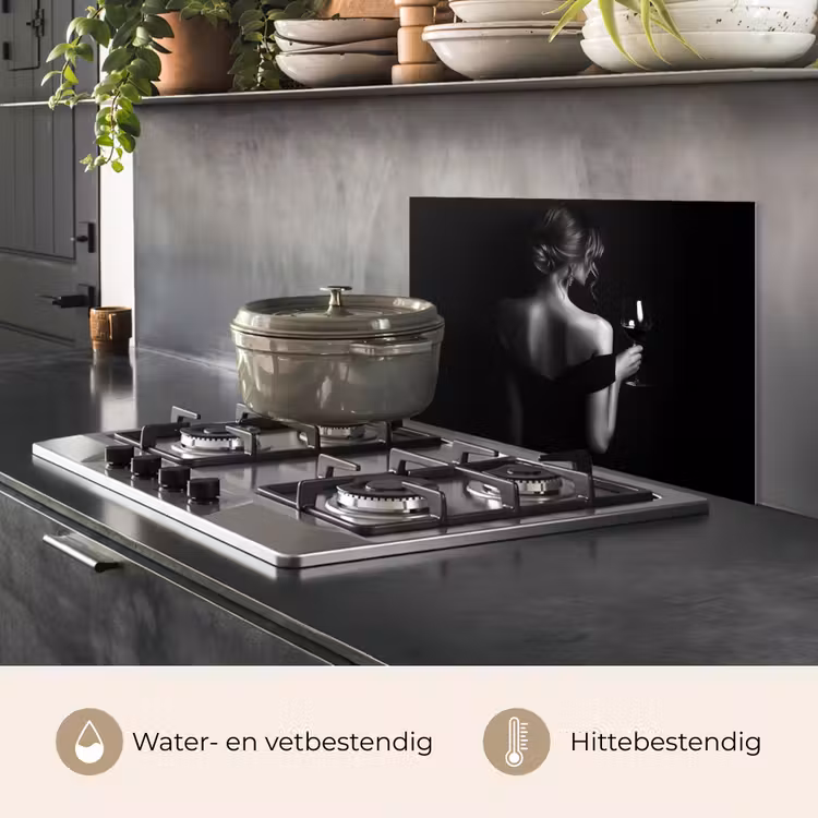 Spatscherm keuken - Vrouw - Wijn - Jurk — 2