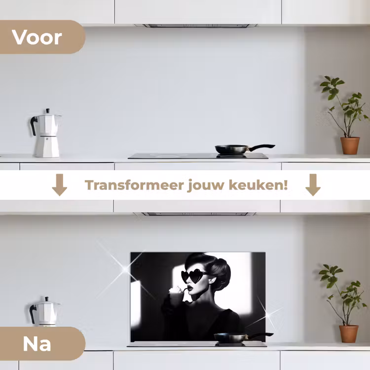Spatscherm keuken - Vrouw - Zwart - Hart — 7