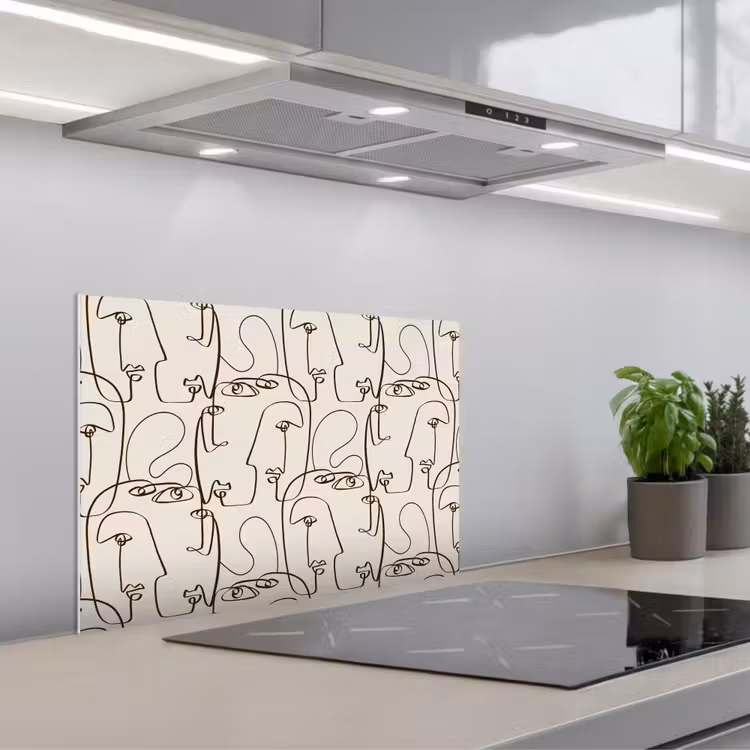 Spatscherm keuken - Beige - Gezicht - Lijnen - Bruin — 1