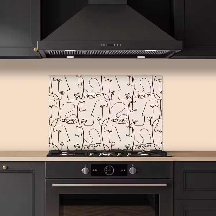 Spatscherm keuken - Beige - Gezicht - Lijnen - Bruin — 5