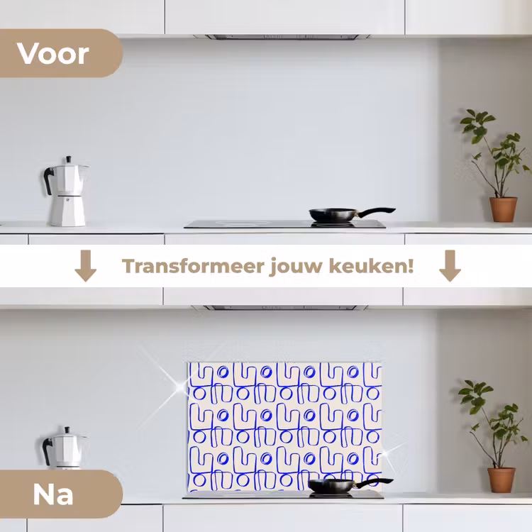 Spatscherm keuken - Blauw - Patroon - Beige - Abstract — 7
