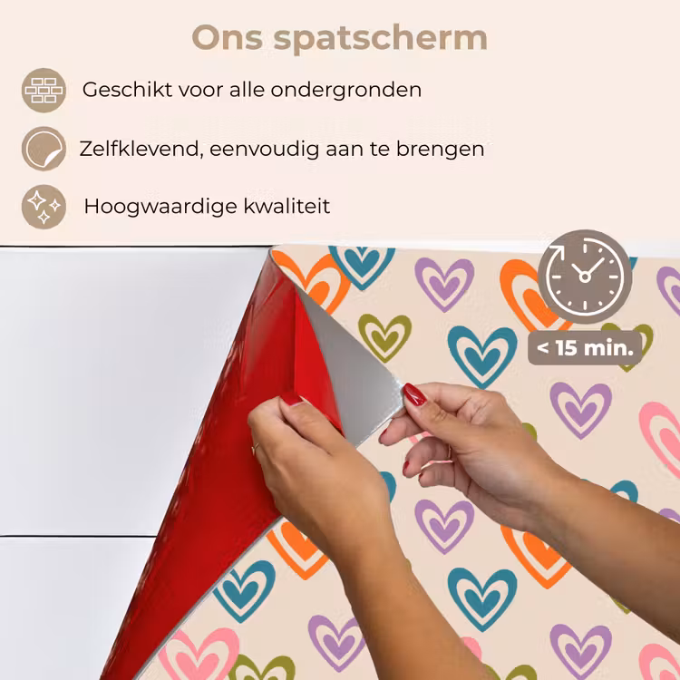 Spatscherm keuken - Kleurrijk - Hartjes - Patroon - Beige — 4