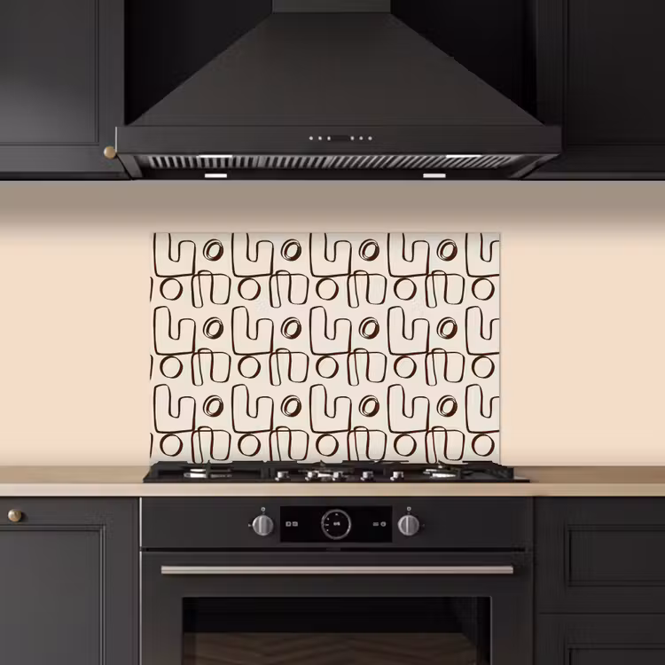 Spatscherm keuken - Lijnen - Beige - Patroon - Donkerbruin — 5