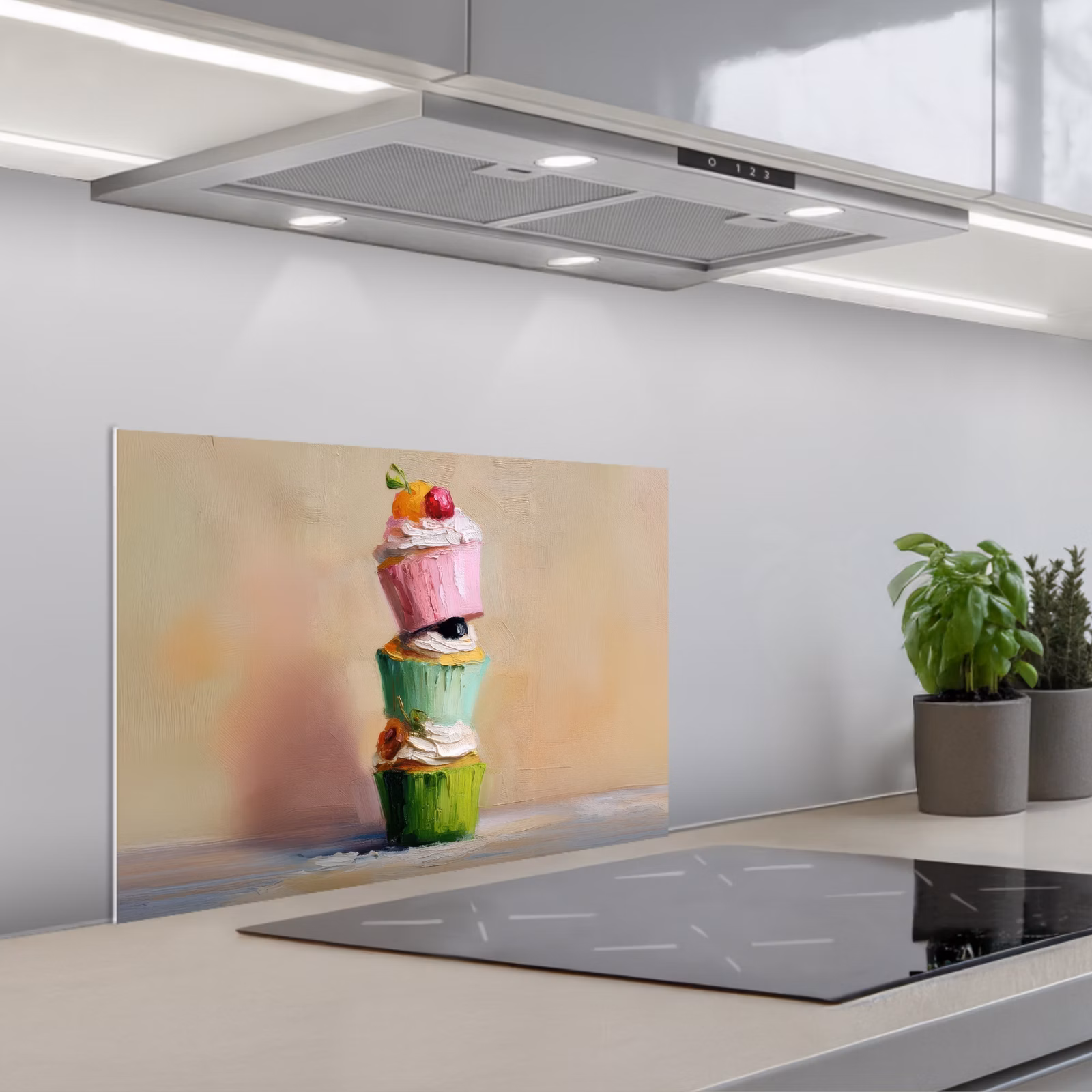 Spatscherm keuken - Cupcakes - Gestapeld - Kleurrijk - Fruit — 1