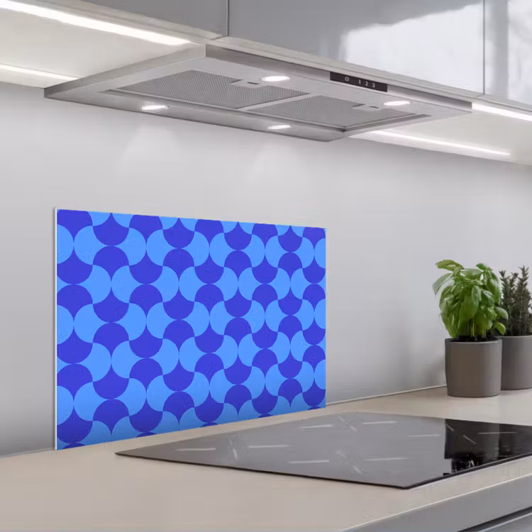 Spatscherm keuken - Blauw - Maanvlakken - Patroon — 1