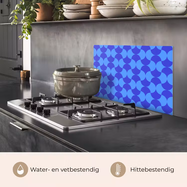 Spatscherm keuken - Blauw - Maanvlakken - Patroon — 2