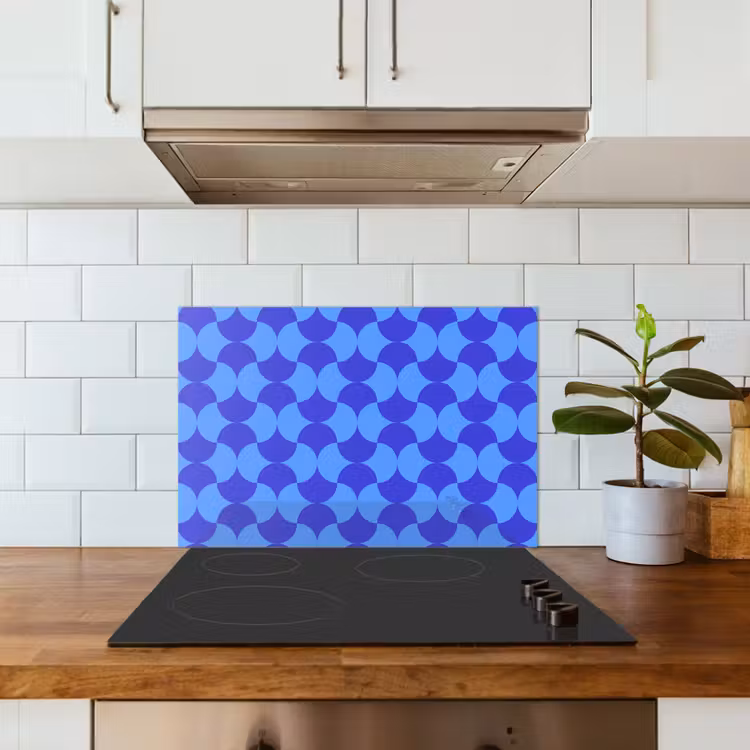 Spatscherm keuken - Blauw - Maanvlakken - Patroon — 3