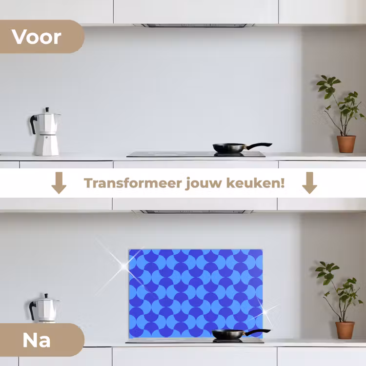 Spatscherm keuken - Blauw - Maanvlakken - Patroon — 7