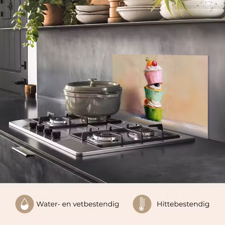 Spatscherm keuken - Cupcakes - Gestapeld - Kleurrijk - Fruit — 2