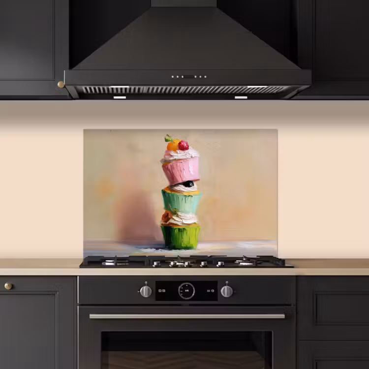 Spatscherm keuken - Cupcakes - Gestapeld - Kleurrijk - Fruit — 5