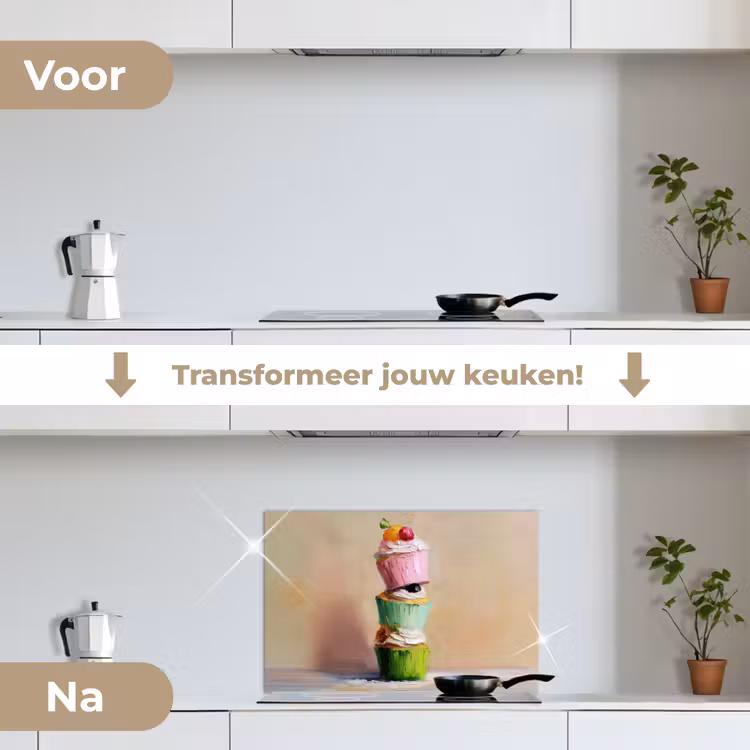 Spatscherm keuken - Cupcakes - Gestapeld - Kleurrijk - Fruit — 7