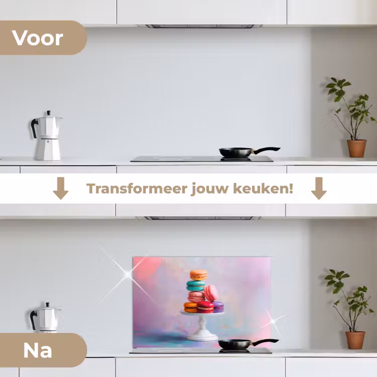 Spatscherm keuken - Macarons - Schaal - Pastel - Kleurrijk — 7