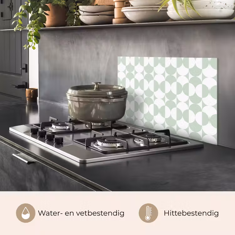 Spatscherm keuken - Wit - Groen - Cirkels — 2