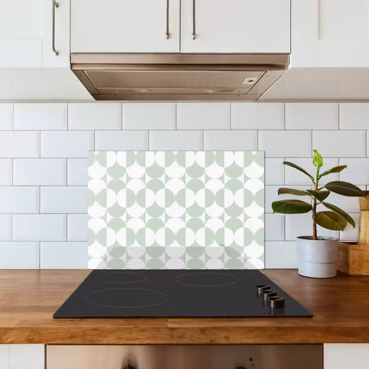 Spatscherm keuken - Wit - Groen - Cirkels — 3
