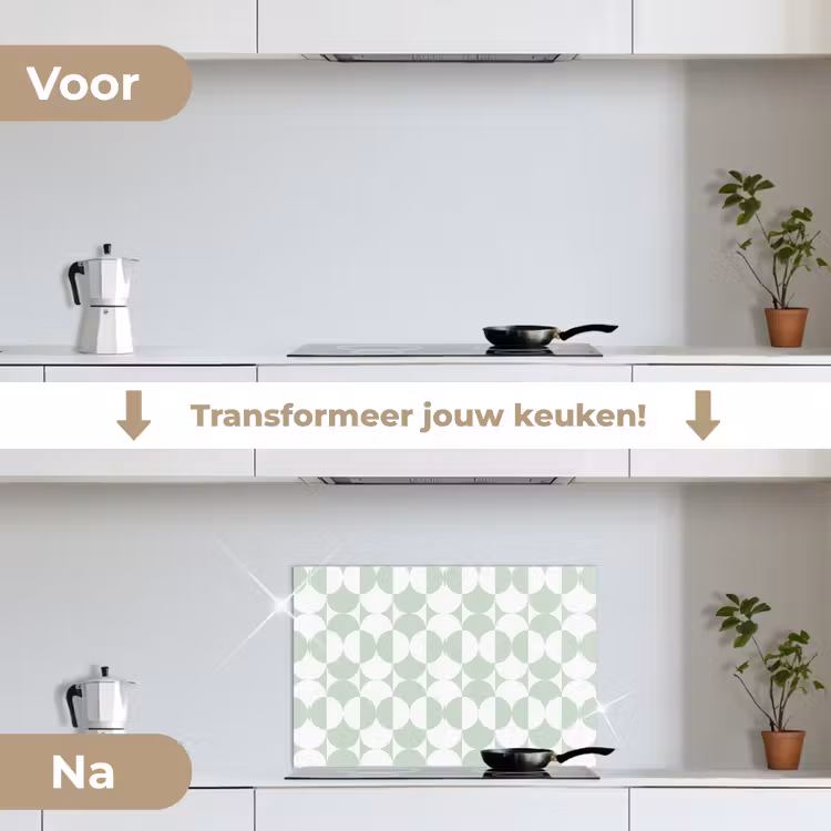 Spatscherm keuken - Wit - Groen - Cirkels — 7
