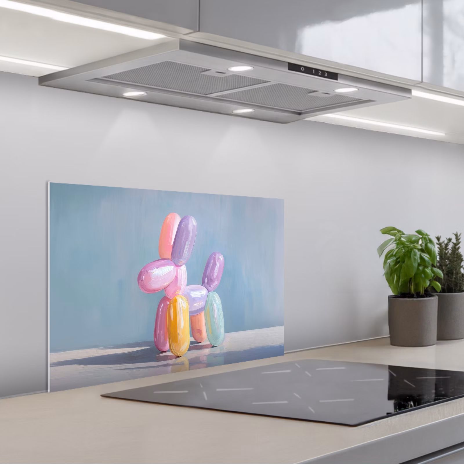 Spatscherm keuken - Dier - Ballon - Pasteltinten - Glanzend — 1