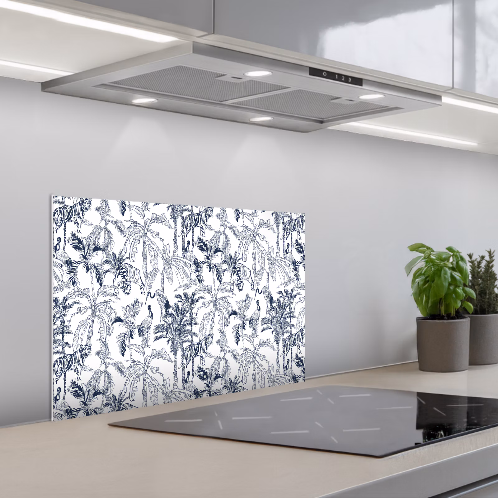 Spatscherm keuken - Tijger - Jungle - Blauw — 1