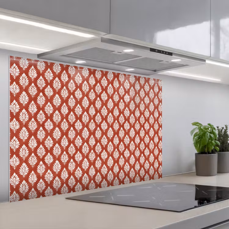 Spatscherm keuken - Chic - Patroon - Rood - Wit — 1