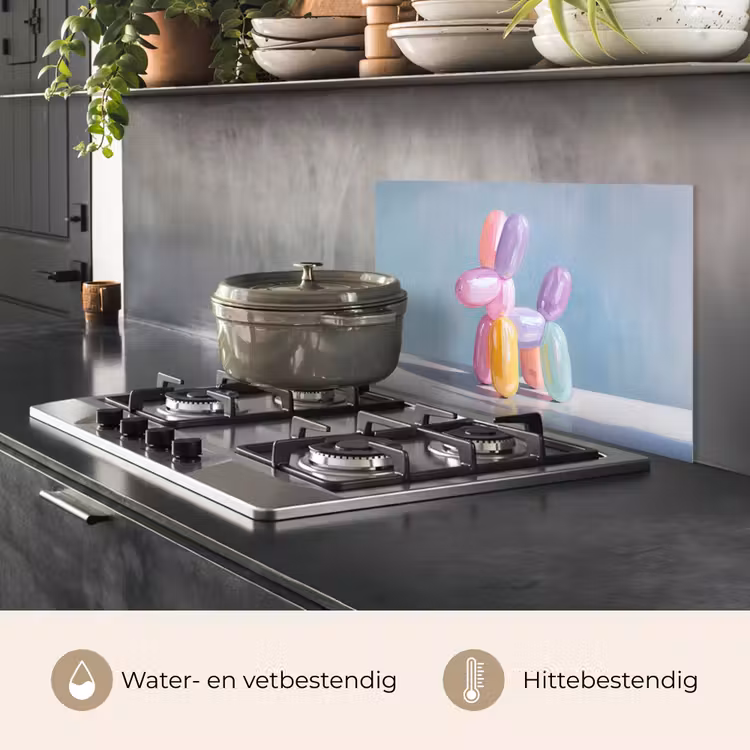 Spatscherm keuken - Dier - Ballon - Pasteltinten - Glanzend — 2