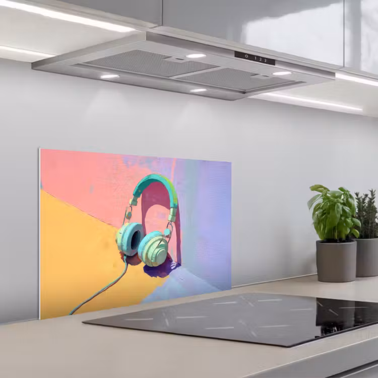 Spatscherm keuken - Koptelefoon - Mintgroen - Draad — 1