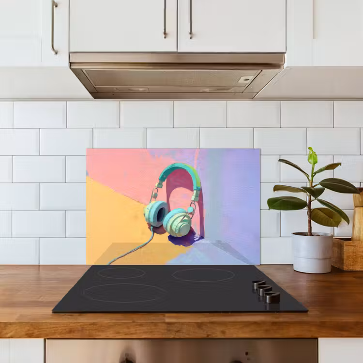 Spatscherm keuken - Koptelefoon - Mintgroen - Draad — 3