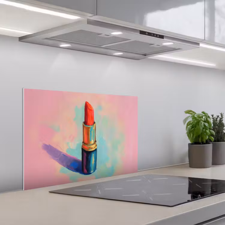 Spatscherm keuken - Lippenstift - Rood - Penseelstreken — 1