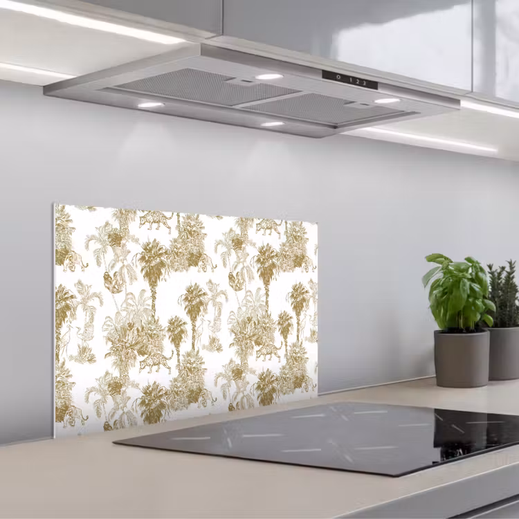 Spatscherm keuken - Oerwoud - Abstract - Beige — 1