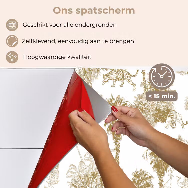 Spatscherm keuken - Oerwoud - Abstract - Beige — 4