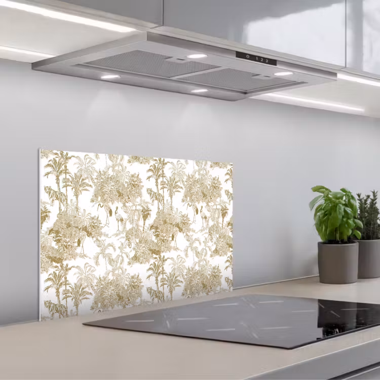 Spatscherm keuken - Tijger - Jungle - Vogel - Beige — 1