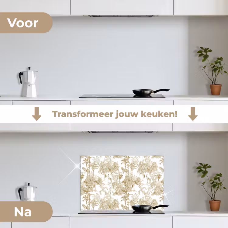 Spatscherm keuken - Tijger - Jungle - Vogel - Beige — 7