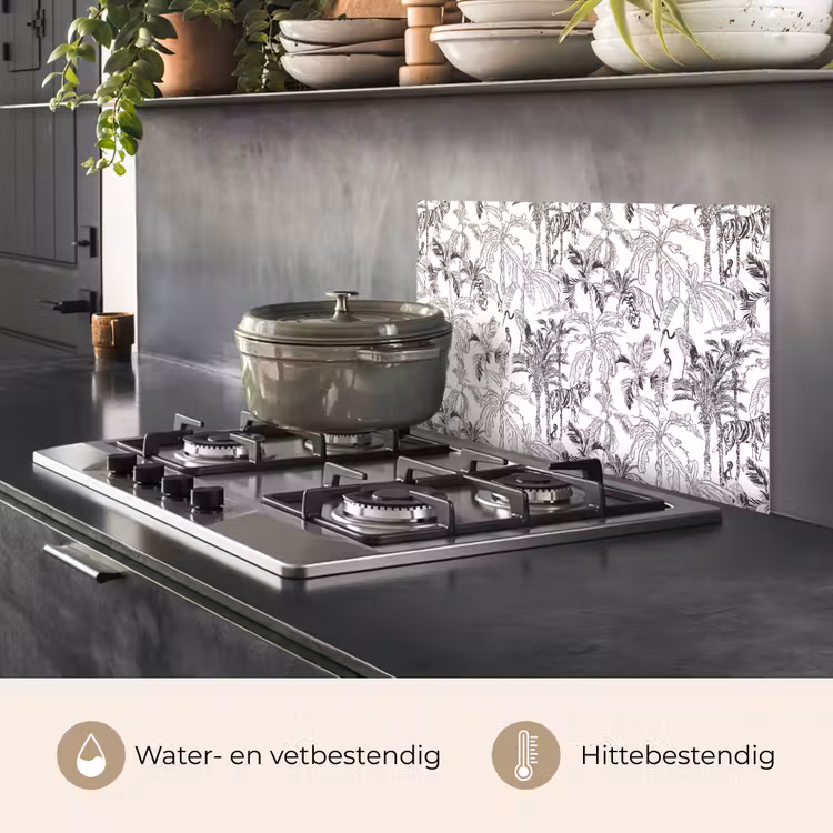 Spatscherm keuken - Tijger - Oerwoud - Grijs — 2