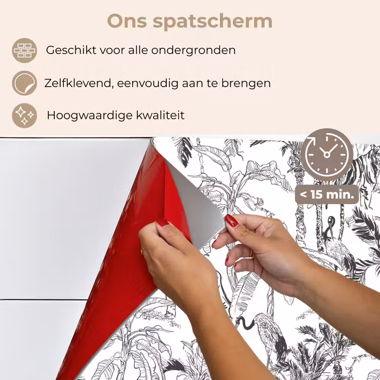 Spatscherm keuken - Tijger - Oerwoud - Grijs — 4