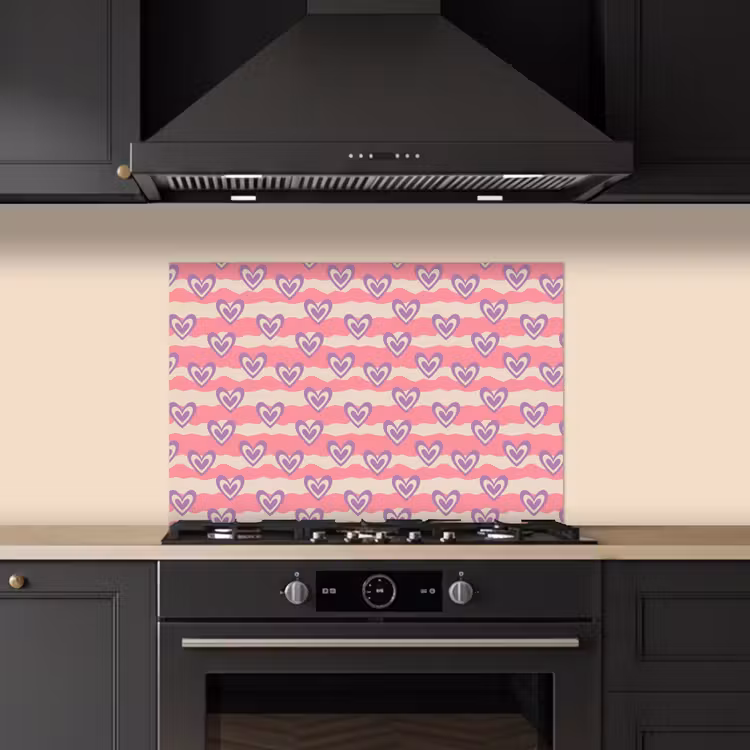 Spatscherm keuken - Golven - Patroon - Hartjes - Retro — 5