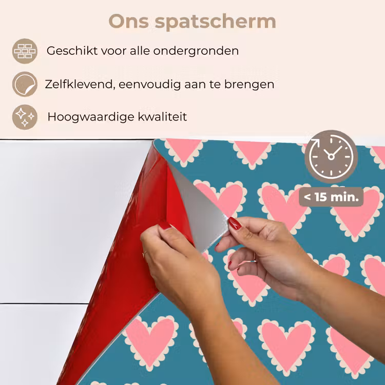 Spatscherm keuken - Retro - Hartjes - Patroon — 4