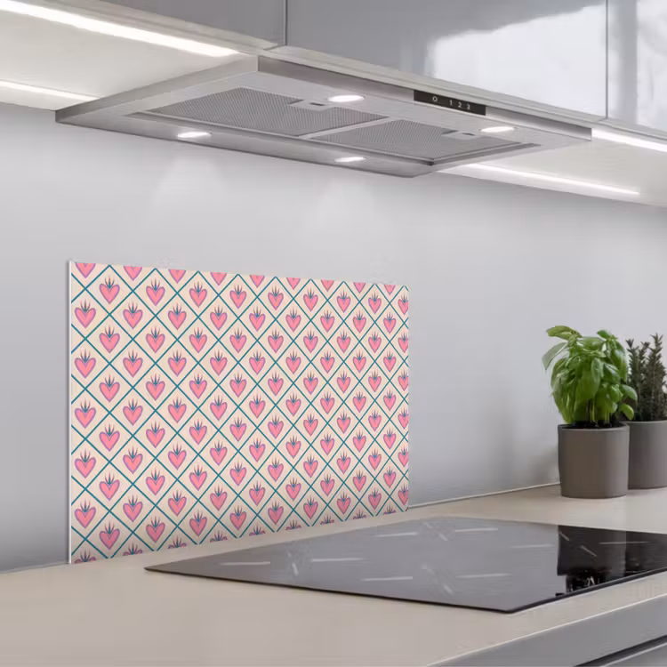 Spatscherm keuken - Retro - Ruit - Hartjes - Patroon — 1