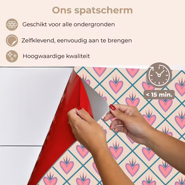 Spatscherm keuken - Retro - Ruit - Hartjes - Patroon — 4