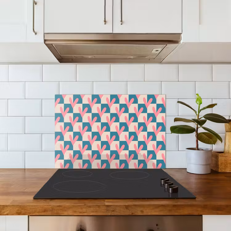 Spatscherm keuken - Vlakken - Hartjes - Patroon - Retro — 3