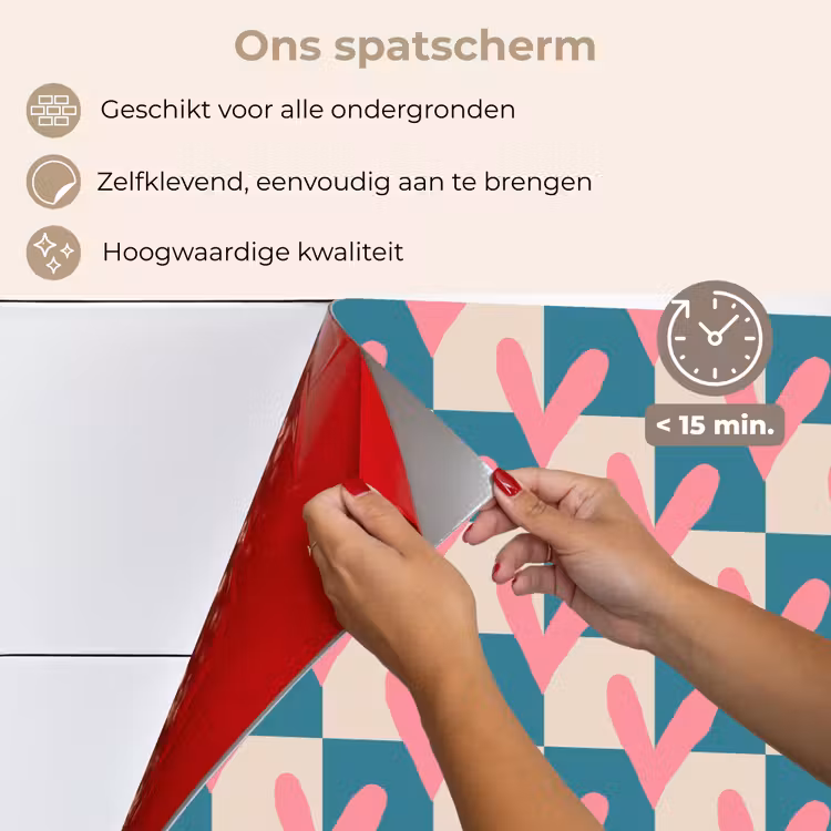 Spatscherm keuken - Vlakken - Hartjes - Patroon - Retro — 4