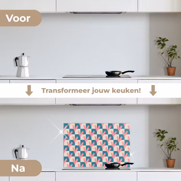 Spatscherm keuken - Vlakken - Hartjes - Patroon - Retro — 7